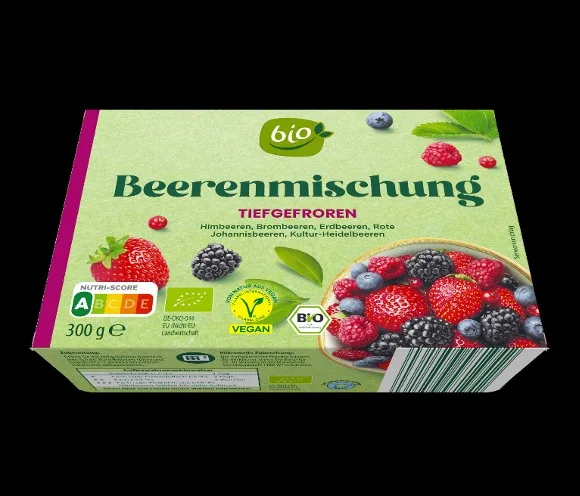 Netto: Bio Beerenmischung „BioBio“, tiefgefroren, 300 Gramm ALDI Süd und ALDI Nord: Bio Beerenmischung „Bio”, tiefgefroren, 300 Gramm