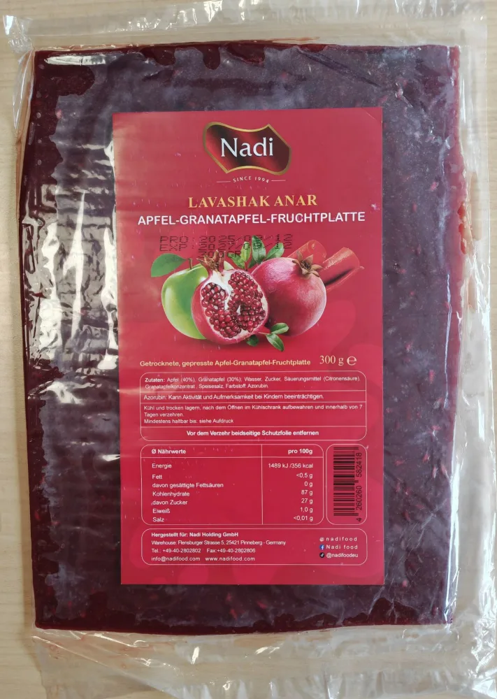 Lavashak Anar - Apfel-Granatapfel-Fruchtplatte - 300 Gramm
