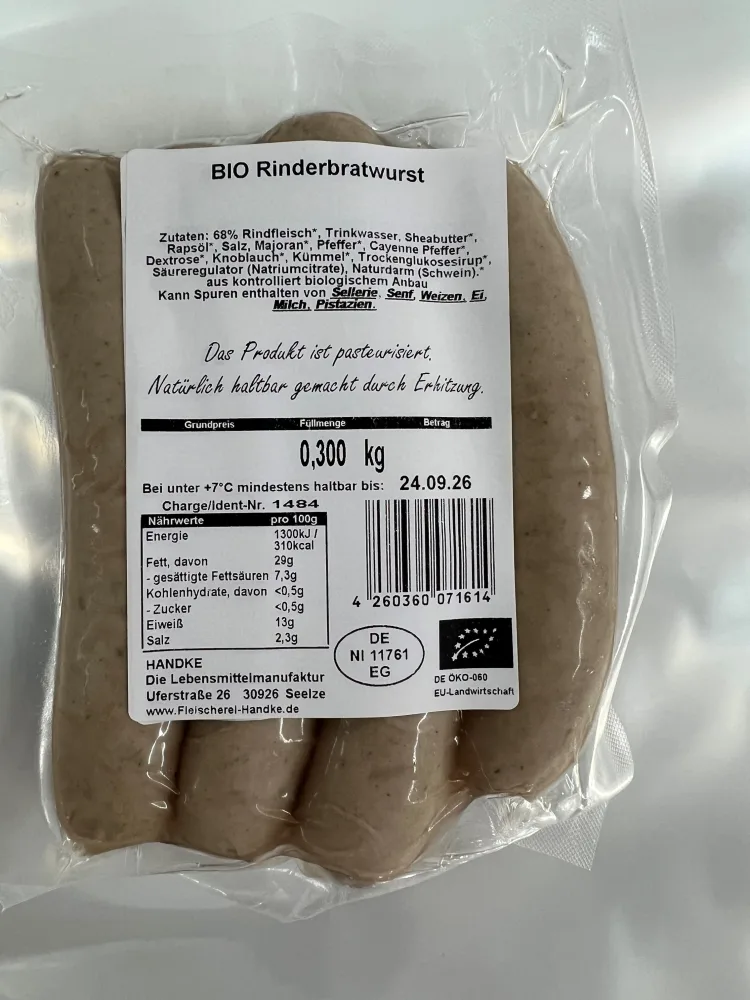 Bio-Rinderbratwurst 300 Gramm